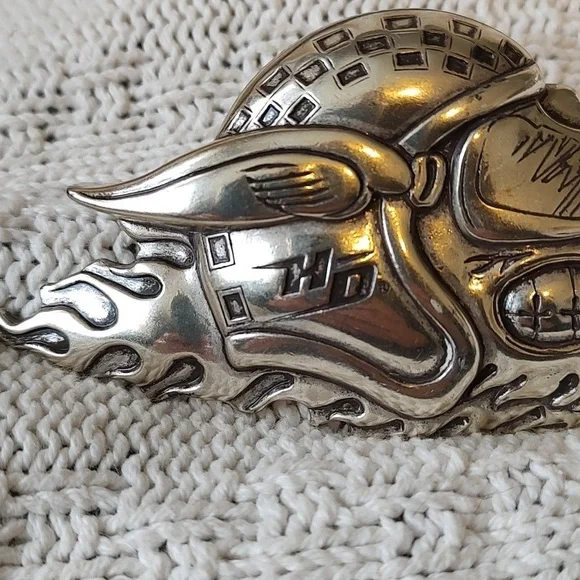 Vintage 2005 Harley Davidson Road Hog Race Belt Buckle Leather 34 - Picture 7 of 9